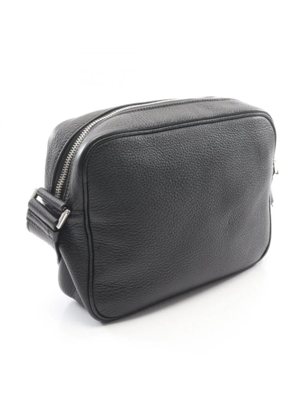 Prada Shoulder Bag Triangle Logo Black Leather